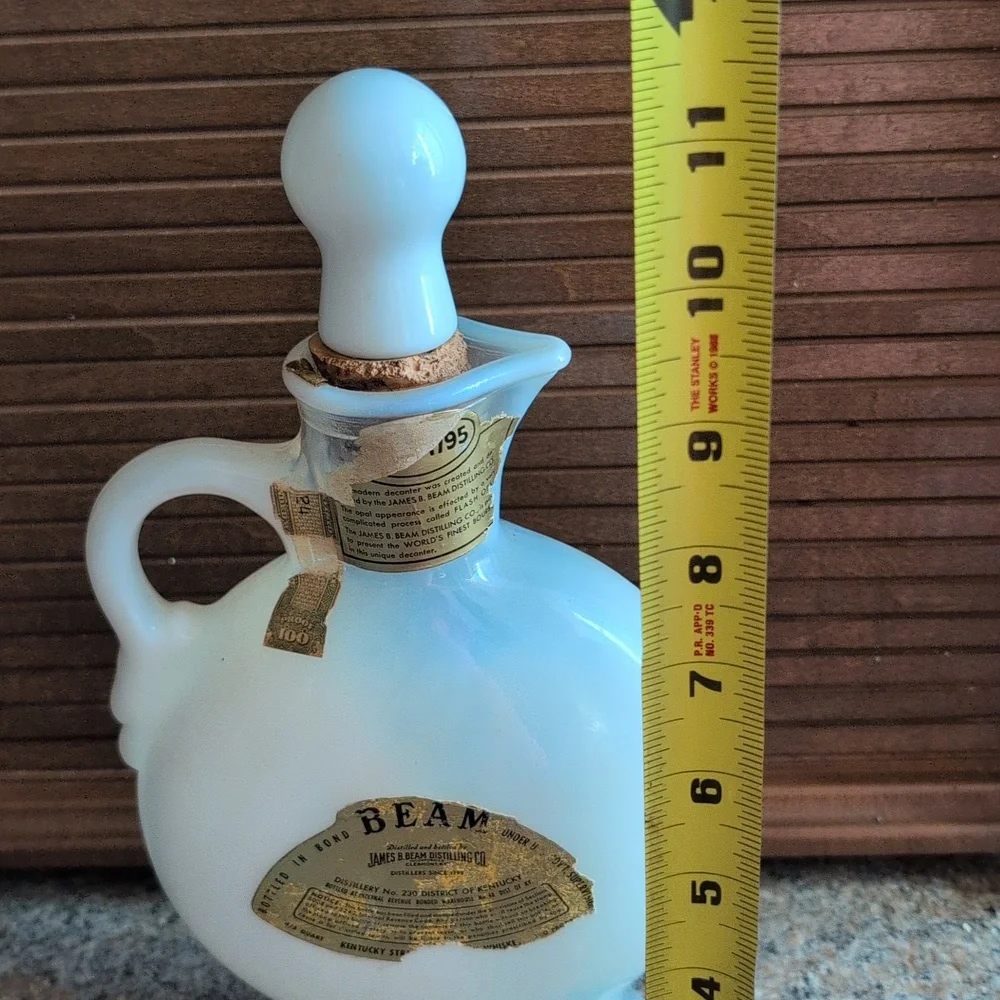 Vintage Jim Beam Decanter 1957 Opal Glass Mid century modern barware